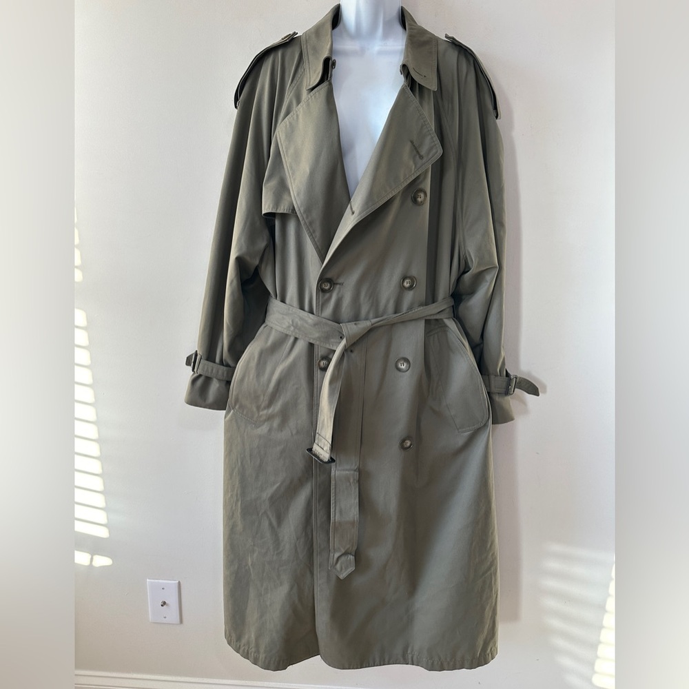 Vintage London Fog Green Double Breasted Trench Coat Size 42